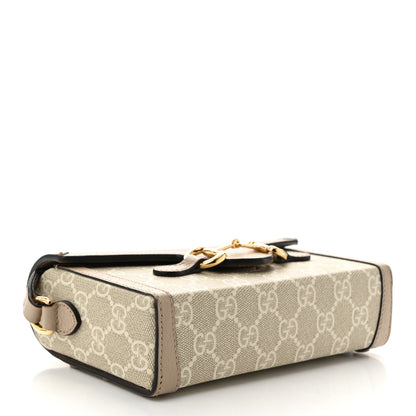 Gucci GG Supreme Monogram Textured Dollar Calfskin Mini Horsebit 1955 Shoulder Bag Beige Mystic White Oatmeal 4 of 12