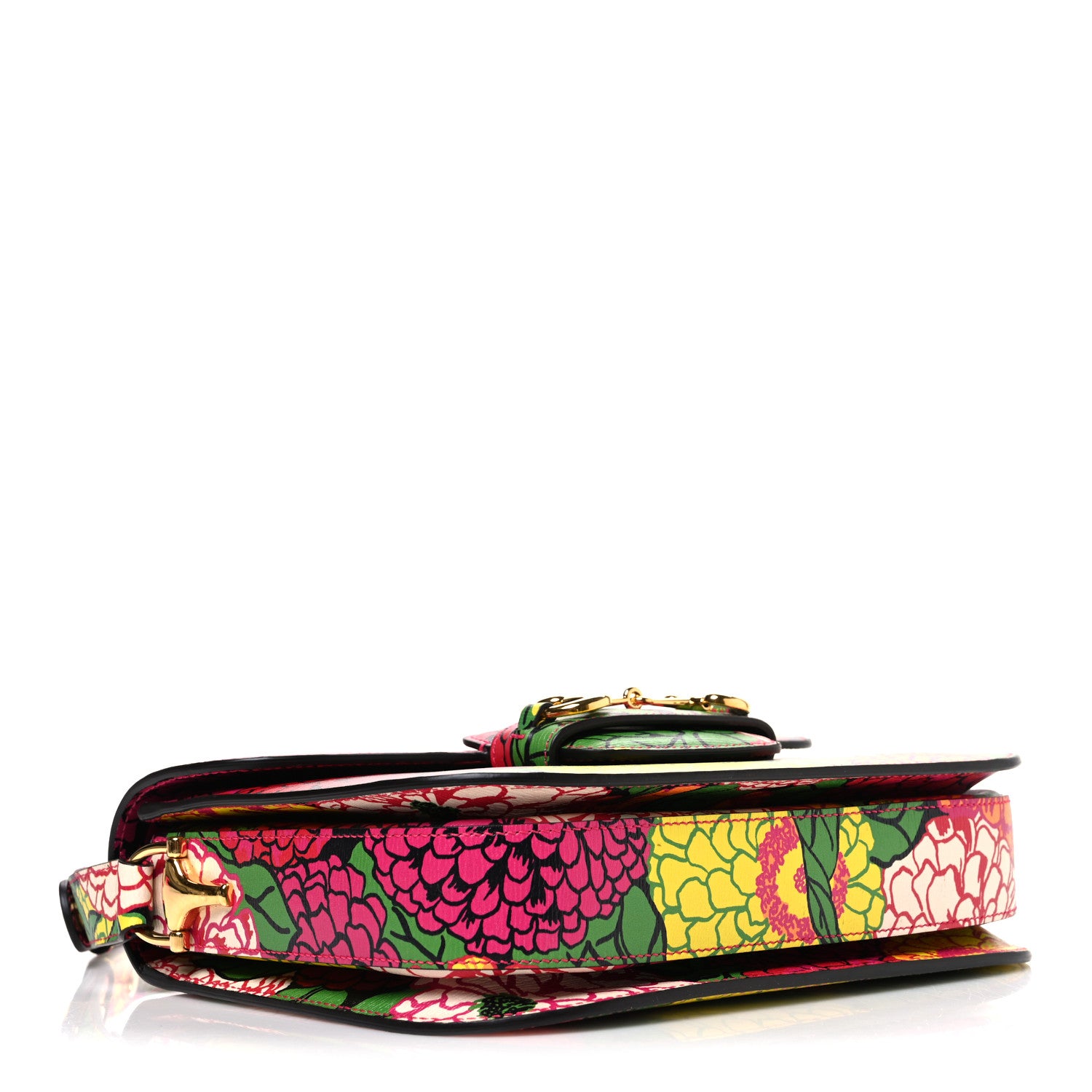 Gucci X KEN SCOTT New Shangai Calfskin Pomponica Print Horsebit 1955 Shoulder Bag  Multicolor Fuxia Pompon 4 of 10