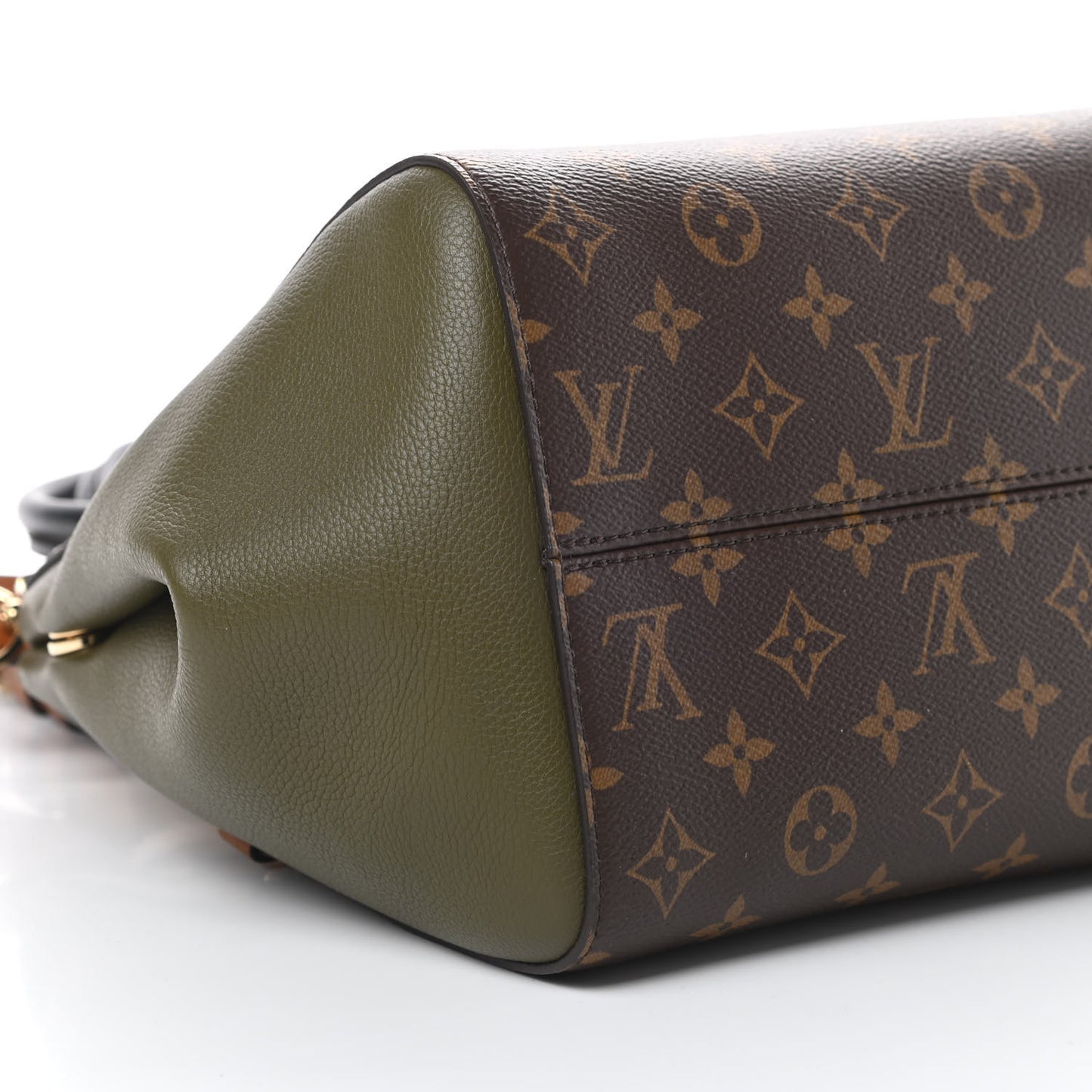 Calfskin Monogram Fold Tote PM Cream Khaki Black