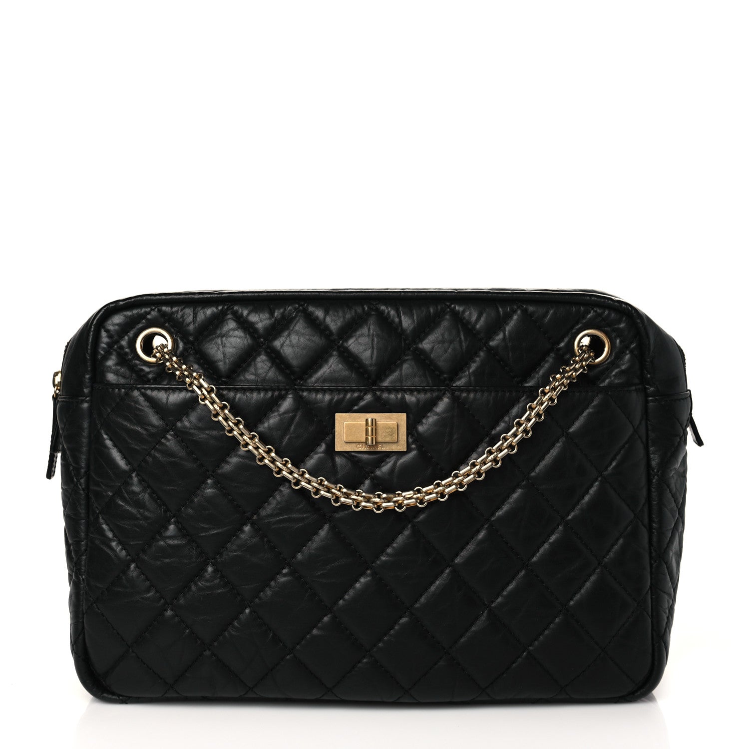 Chanel Aged Calfskin Quilted Large Reissue Camera Case Black 1 of 10