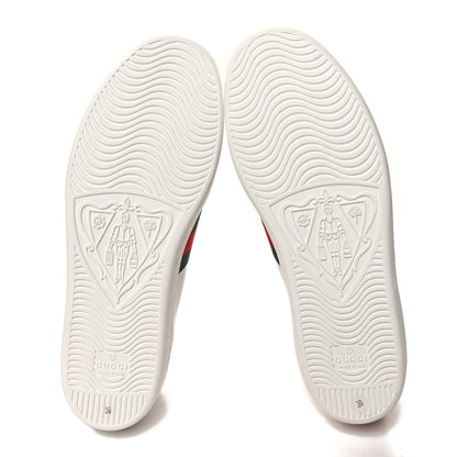 Gucci Calfskin Ayers Bee Embroidered Womens Ace Sneakers 39 White Green 5 of 9