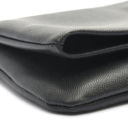 Saint Laurent Grain De Poudre West Hollywood Monogram Fold Over Clutch Black 7 of 8