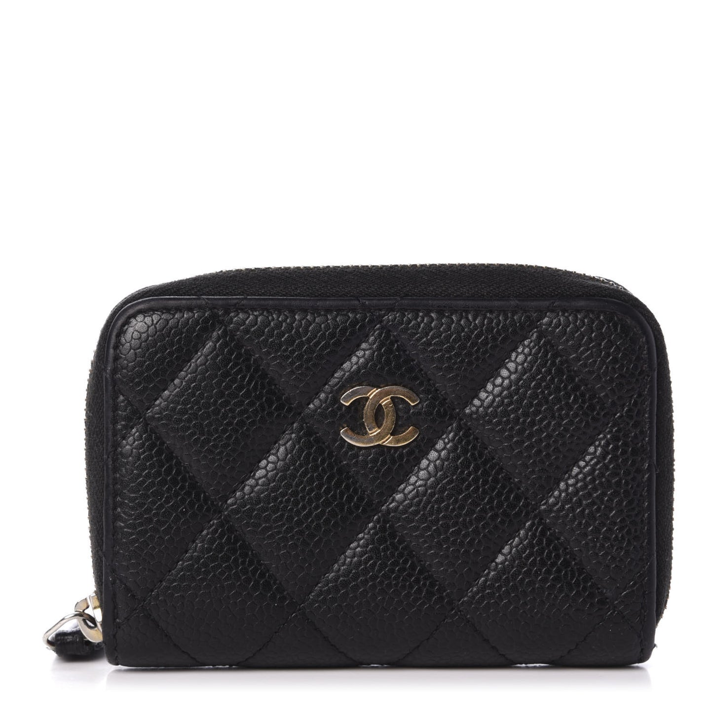 Caviar Quilted Zip Coin Purse Black