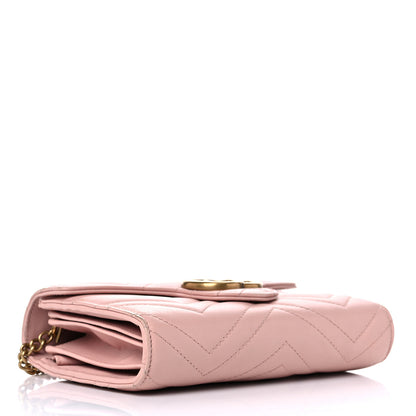 Gucci Calfskin Matelasse GG Marmont Chain Wallet Perfect Pink 4 of 13