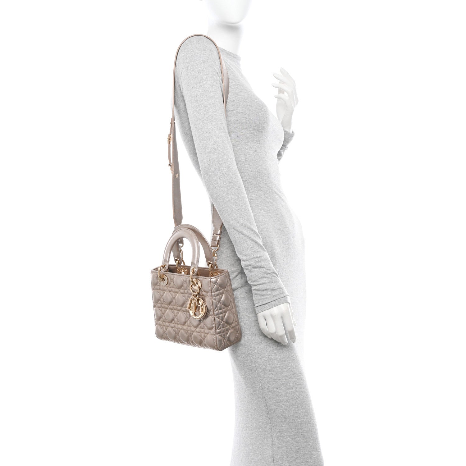 Christian Dior Metallic Lambskin Cannage Small My ABCDior Lady Dior Gold 2 of 11