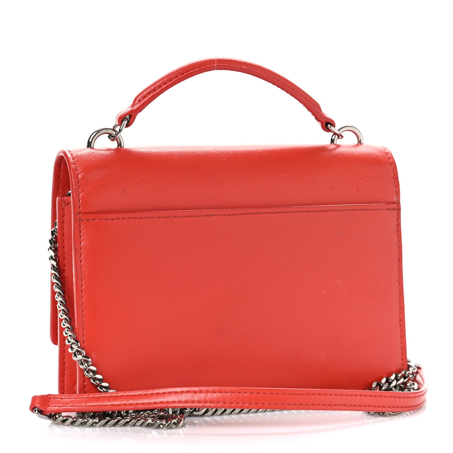 Saint Laurent Calfskin Monogram Sunset Chain Wallet Rosso 2 of 12