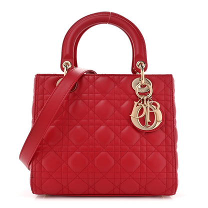 Christian Dior Lambskin Cannage Medium Lady Dior Red 1 of 12
