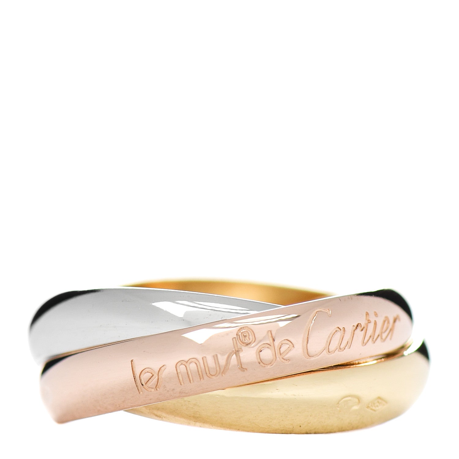 Cartier 18K Pink Yellow White Gold Classic Les Must De Cartier Trinity Ring 51 5.75 1 of 4