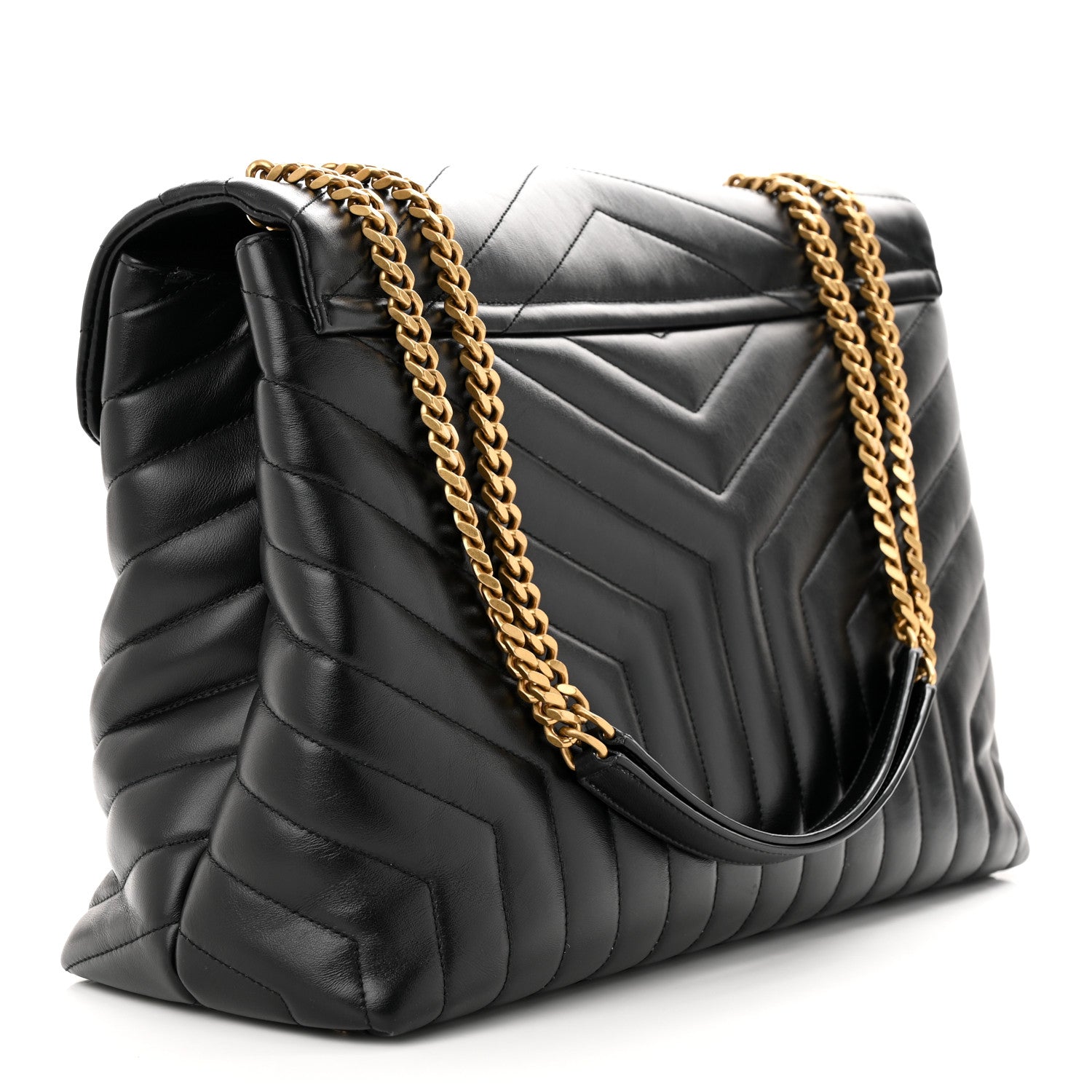 Saint Laurent Calfskin Y Quilted Monogram Large Loulou Chain Satchel Black 3 of 12