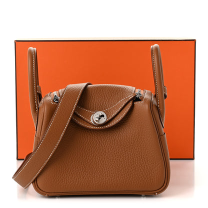 Hermes Taurillon Clemence Mini Lindy 20 Gold 11 of 11
