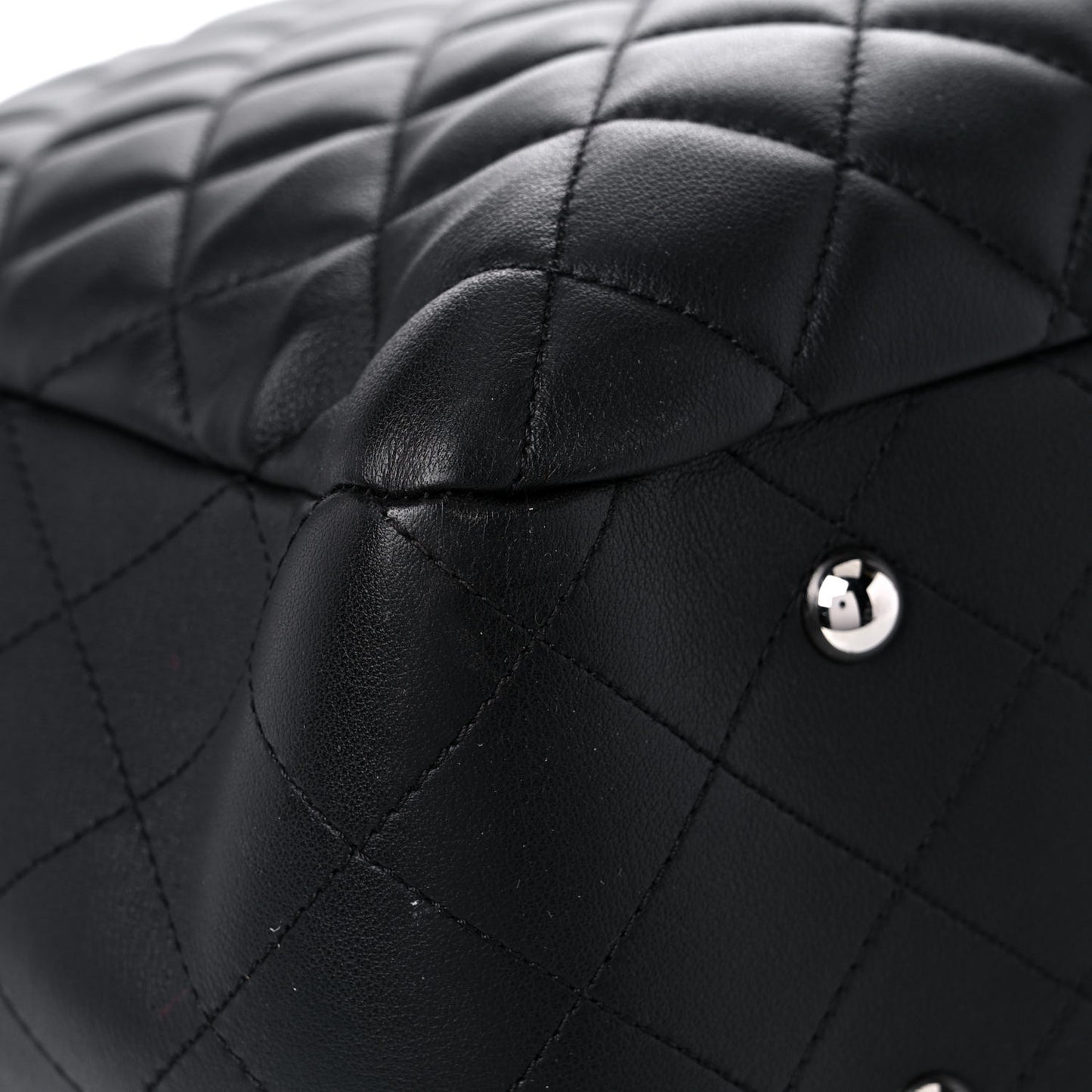 Calfskin Quilted Large Classic Shopping Tote Black