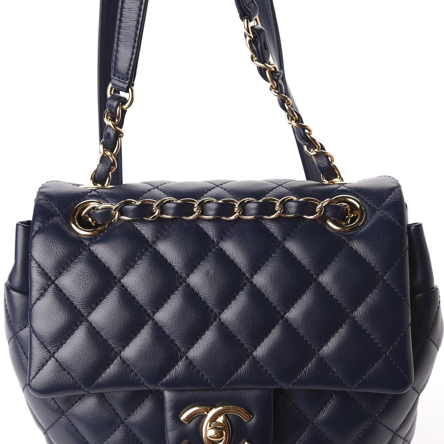 Calfskin Quilted Small Urban Spirit Backpack Navy