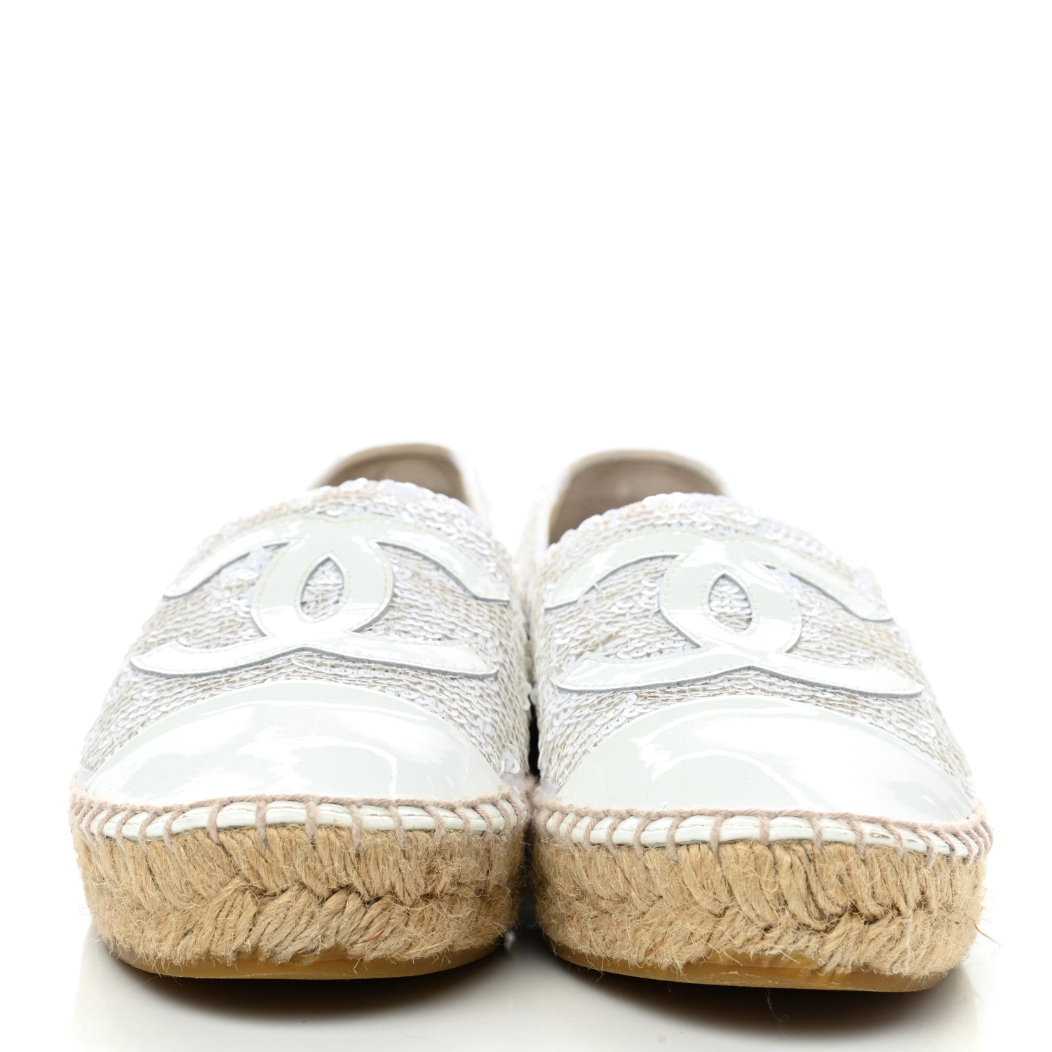 Chanel Patent Sequin CC Espadrilles 35 White 2 of 10