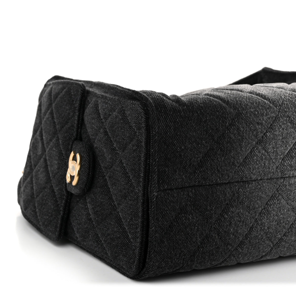 Washed Denim Quilted Small Chanel 25 Handbag Black