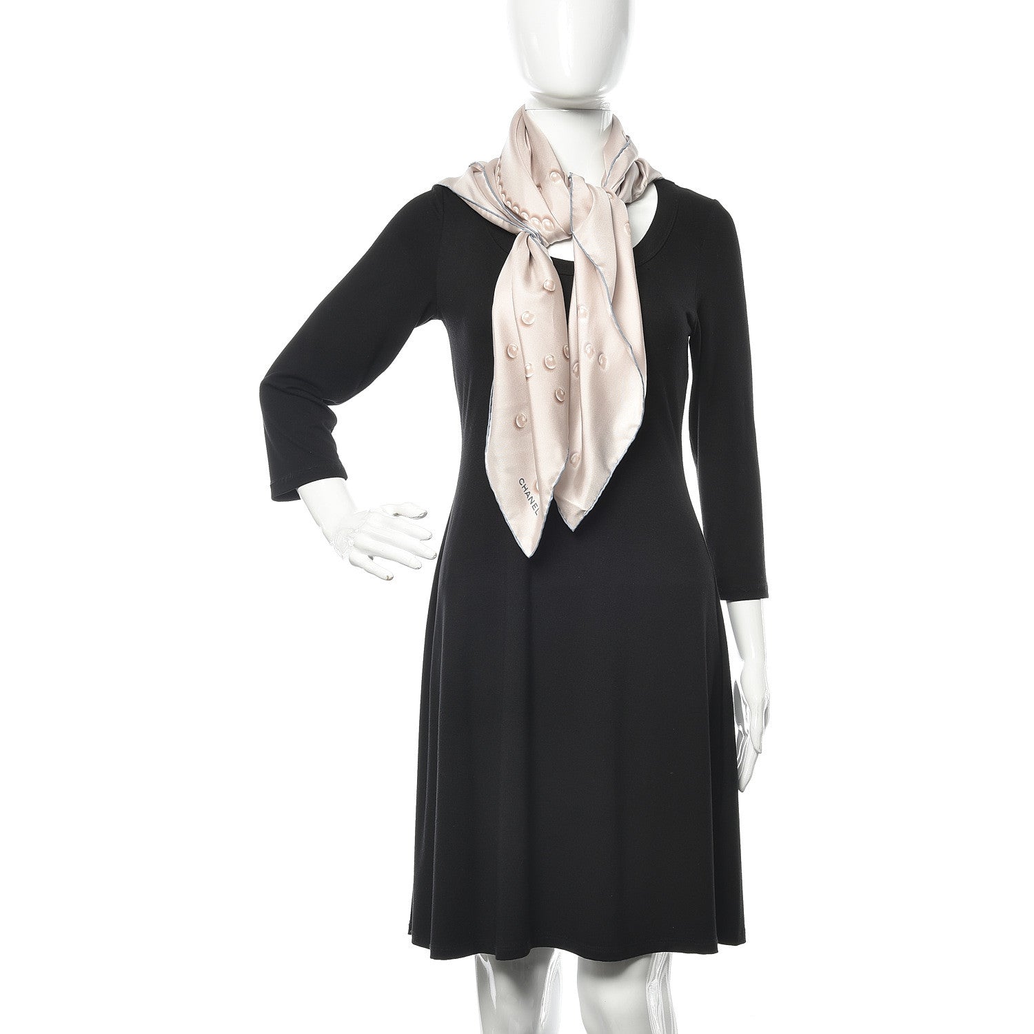 Chanel Silk Pearl Square Scarf Ivory 2 of 4