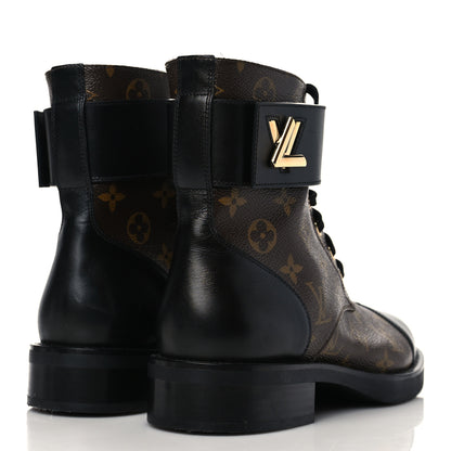 Louis Vuitton Calfskin Monogram Wonderland Flat Ranger Boots 41 Black 4 of 8