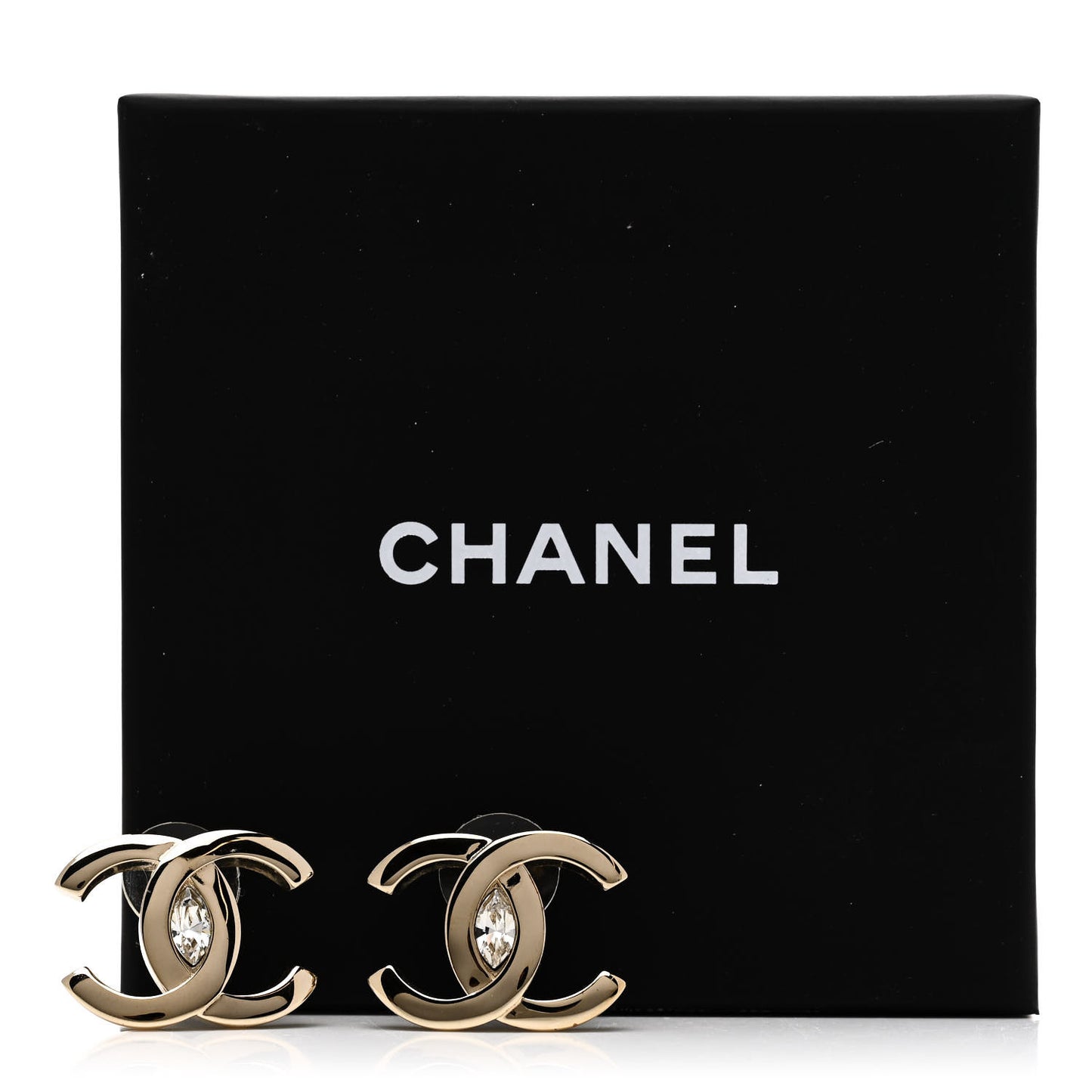 Crystal CC Large Stud Earrings Gold