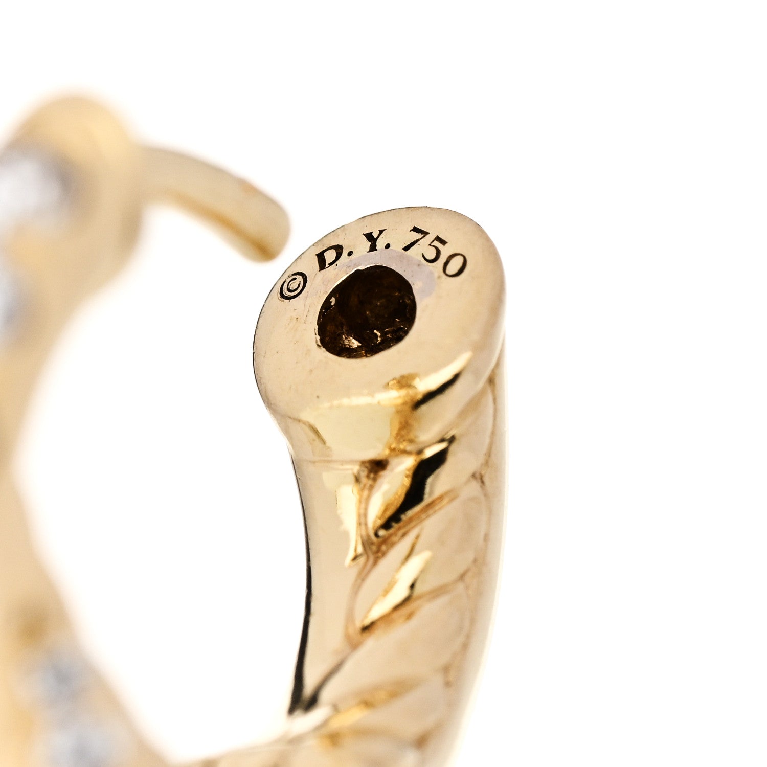 David Yurman 18K Yellow Gold Diamond Crossover Pave Hoop Earrings 4 of 4