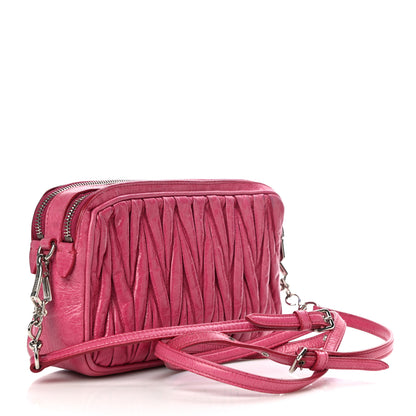 Miu Miu Vitello Lux Matelasse Double Zip Shoulder Bag Peonia 3 of 14