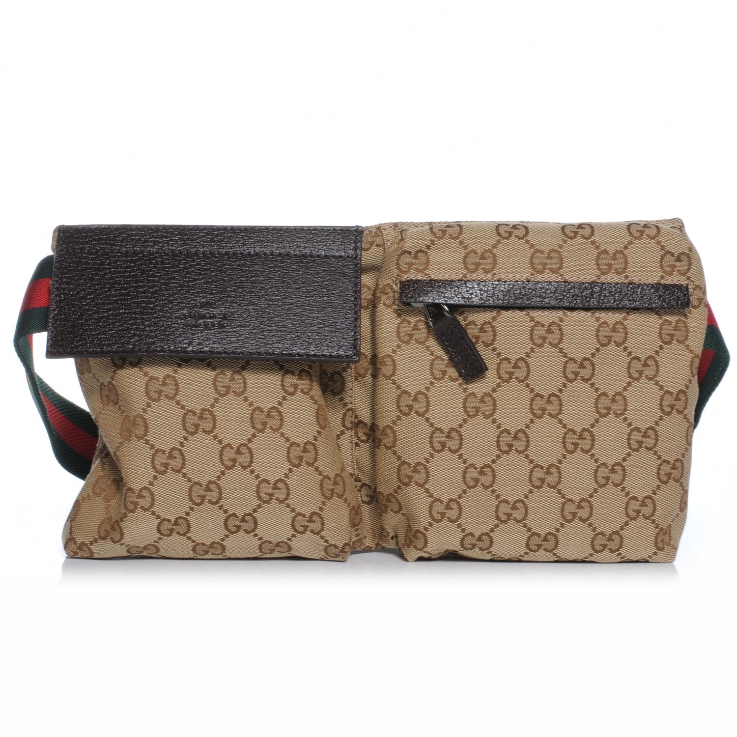 Gucci GG Monogram Web Double Pocket Belt Bag Ebony 1 of 5