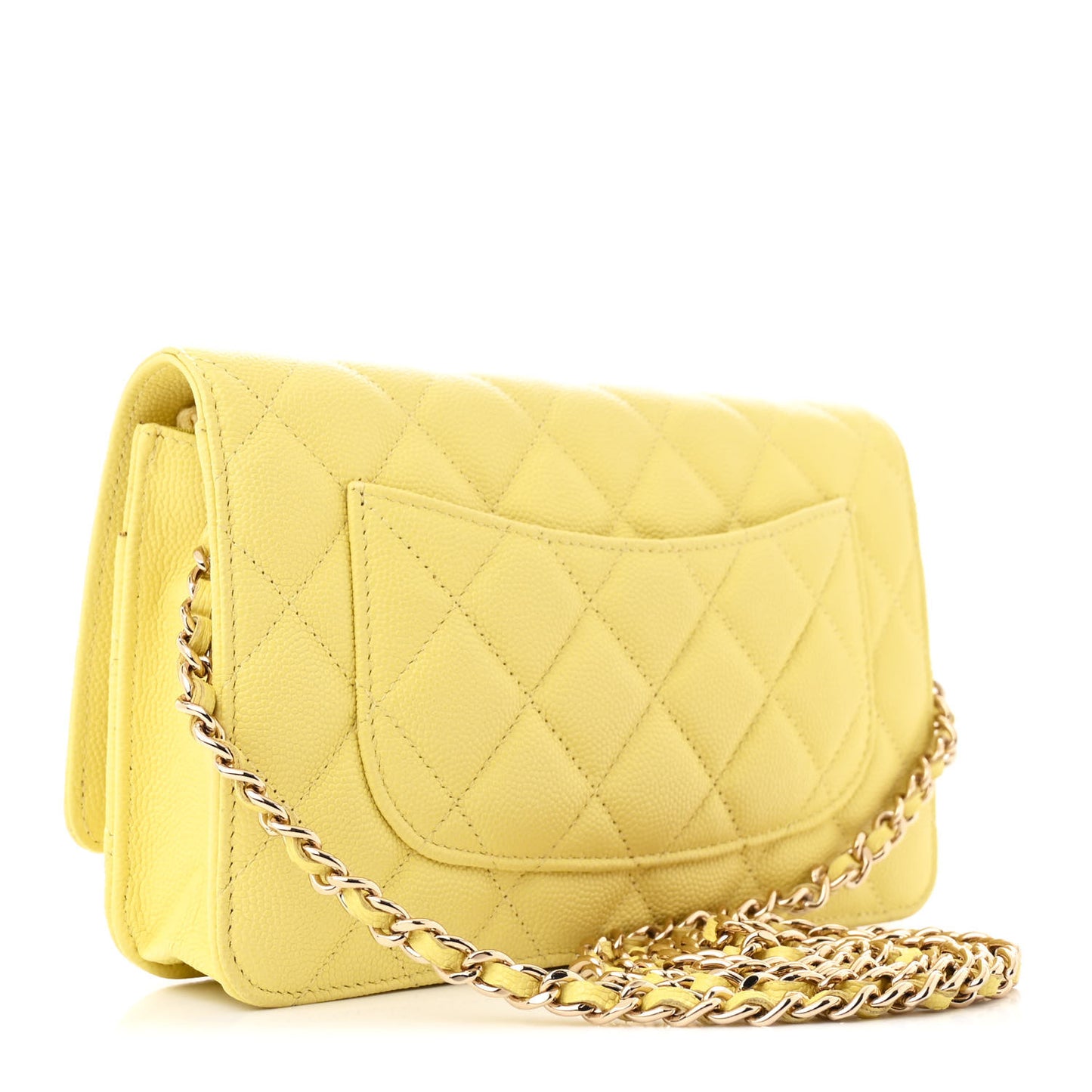 Caviar Quilted Wallet on Chain WOC Yellow