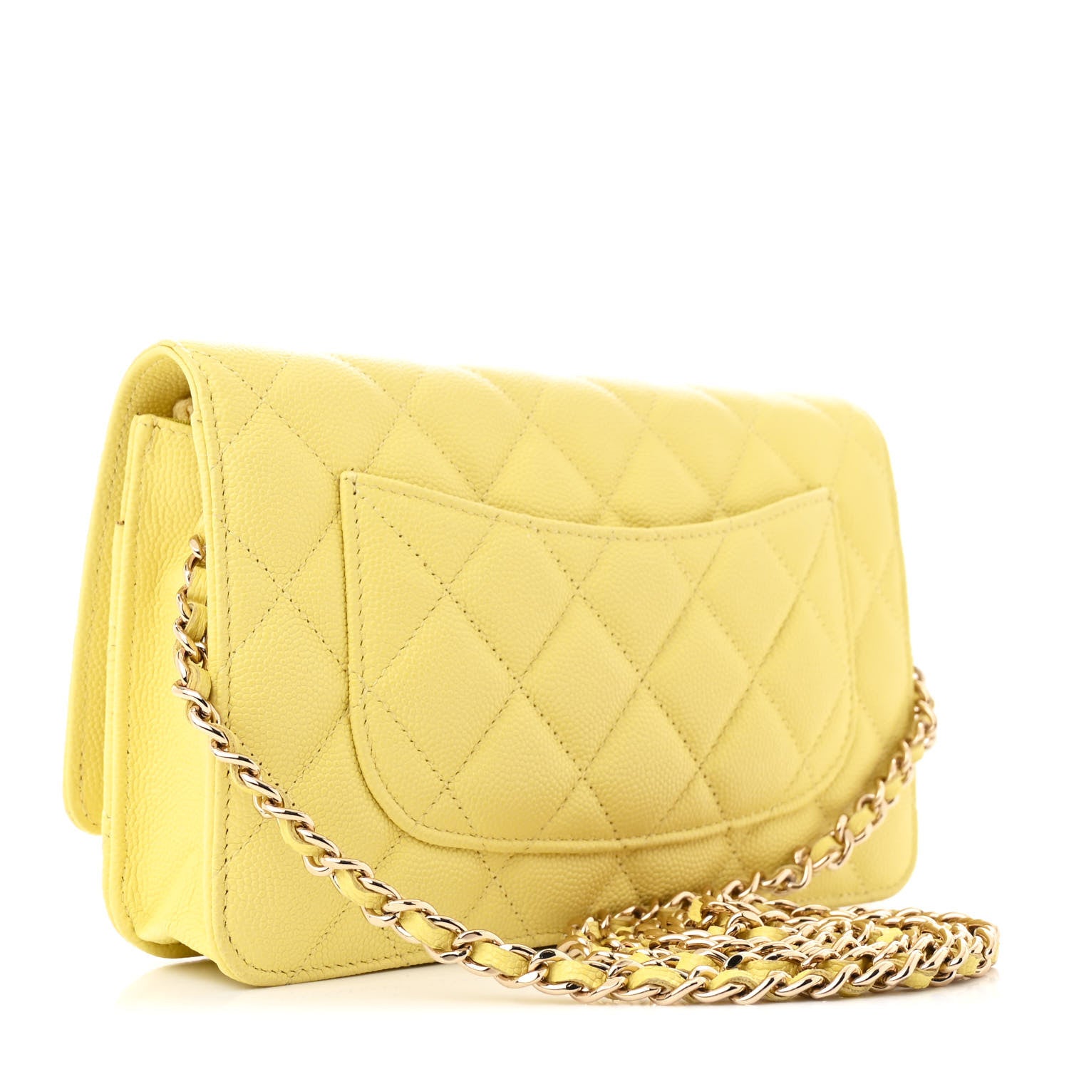 Chanel Caviar Quilted Wallet on Chain WOC Yellow 3 of 13