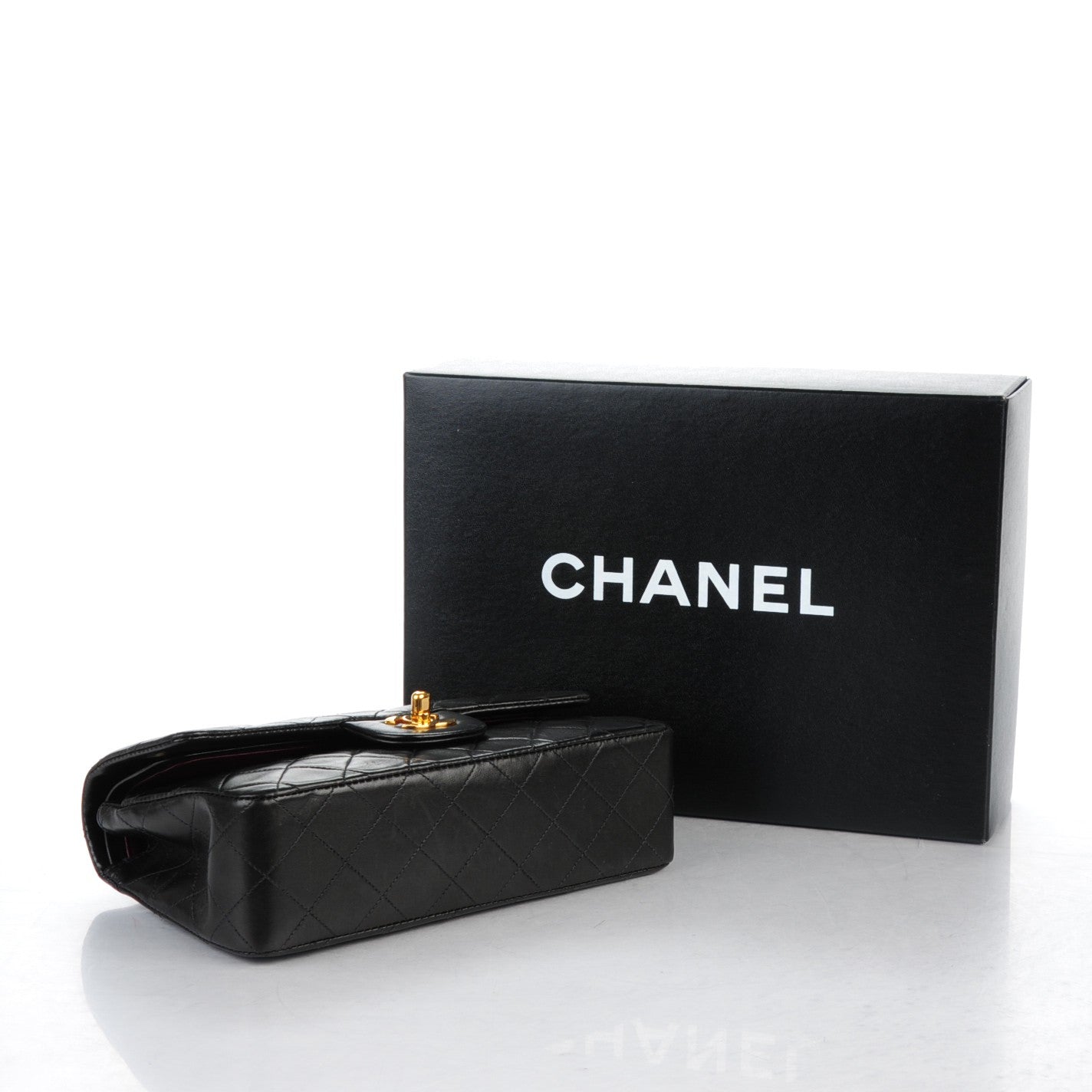 Lambskin Quilted Small Double Flap Black