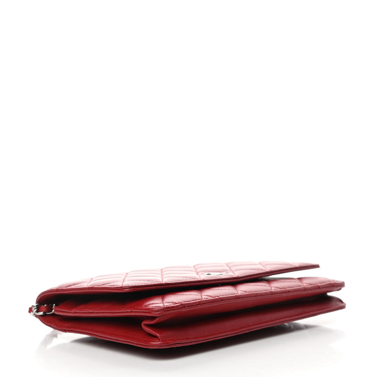 Lambskin Quilted Wallet on Chain WOC Red