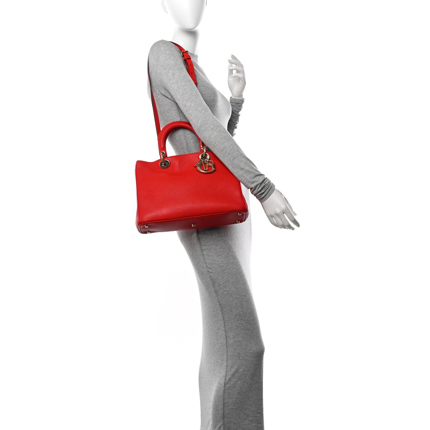 Christian Dior Calfskin Medium Diorissimo Tote Red 2 of 16