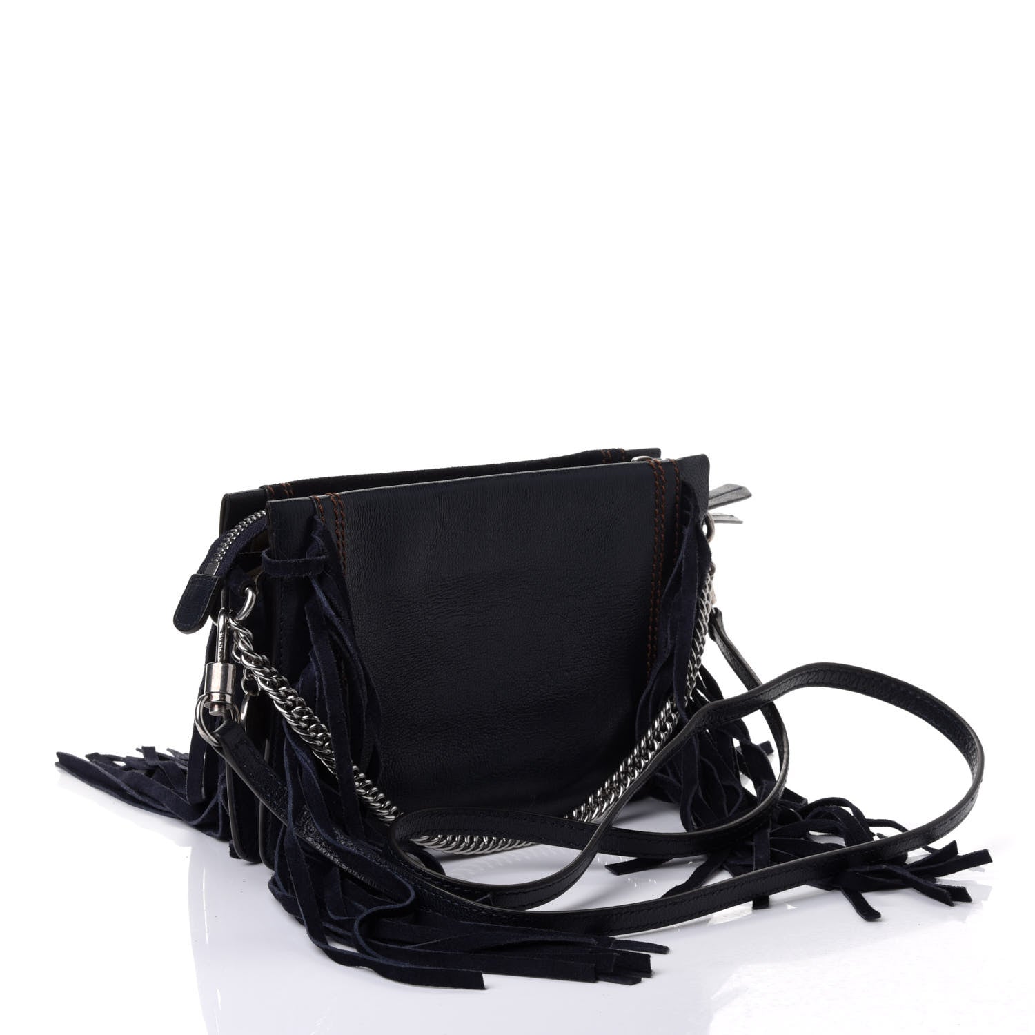 Givenchy Calfskin Suede Fringe Cross 3 Crossbody Bag Dark Blue 2 of 4