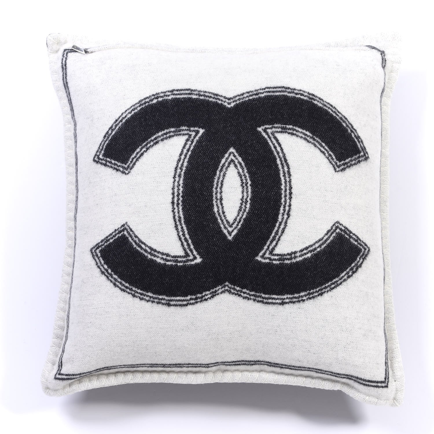 Chanel Merino Wool Cashmere CC Pillow Black White 2 of 3