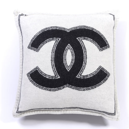 Chanel Merino Wool Cashmere CC Pillow Black White 2 of 3