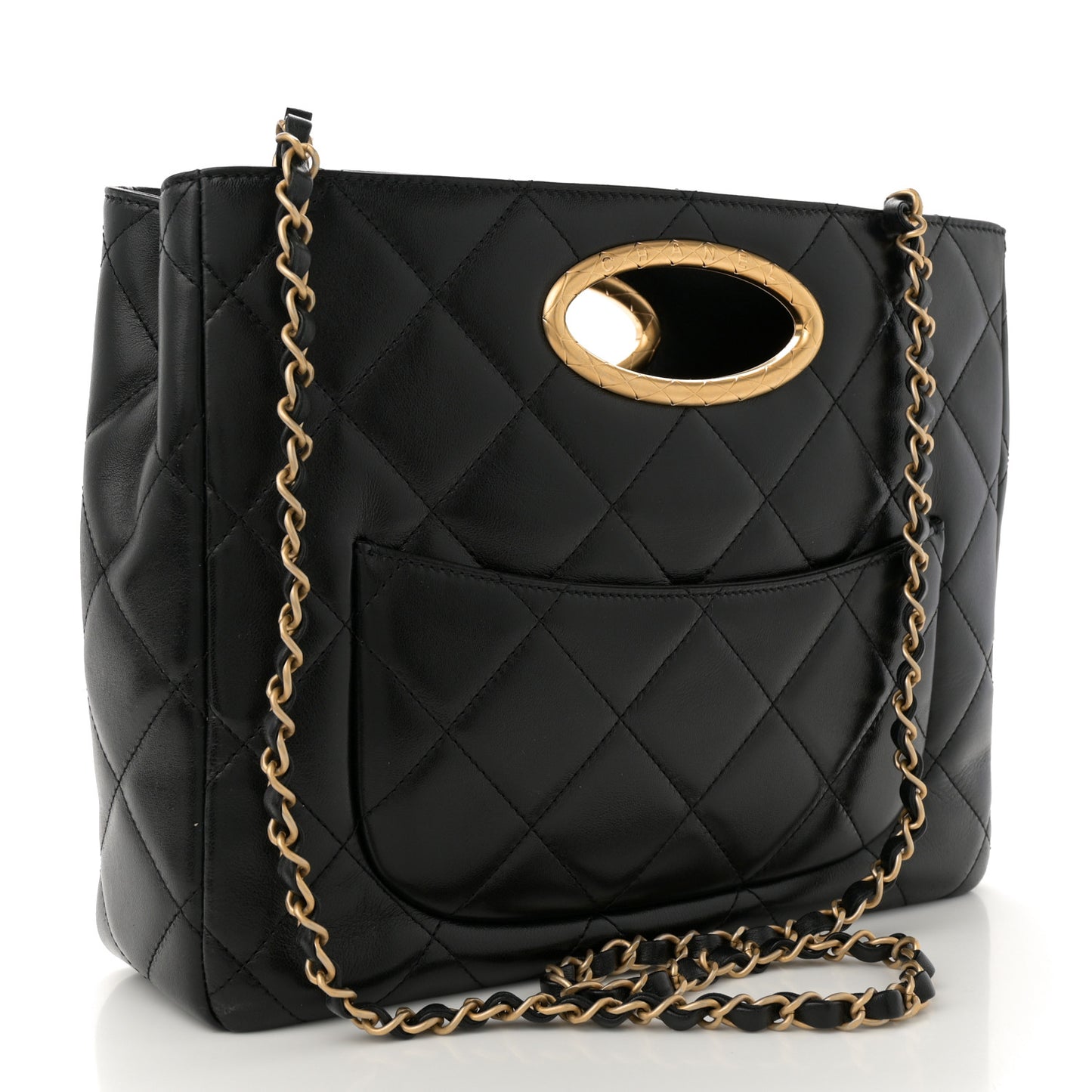 Lambskin Quilted Clutch Large Flap Bag Black