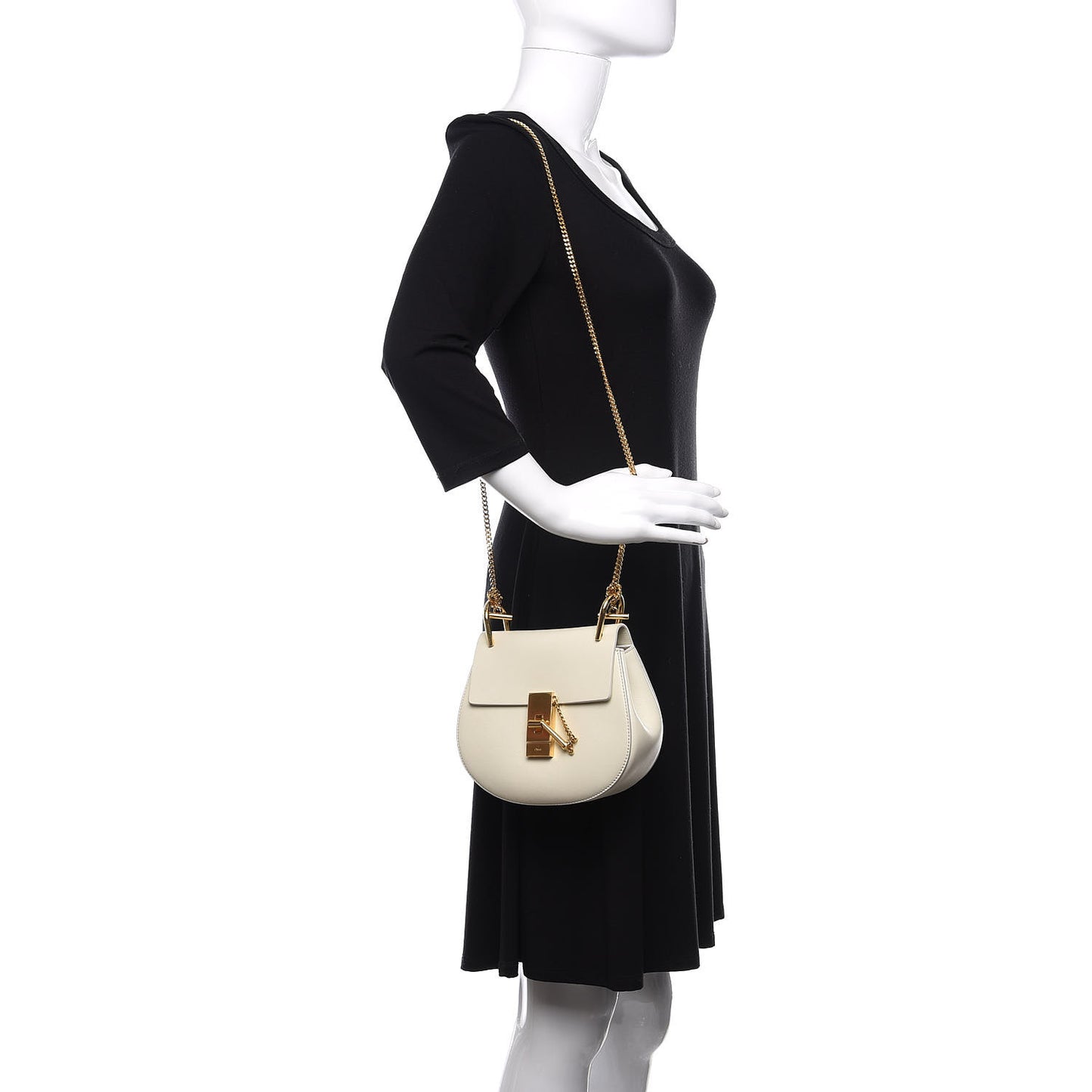 Calfskin Mini Drew Shoulder Bag White