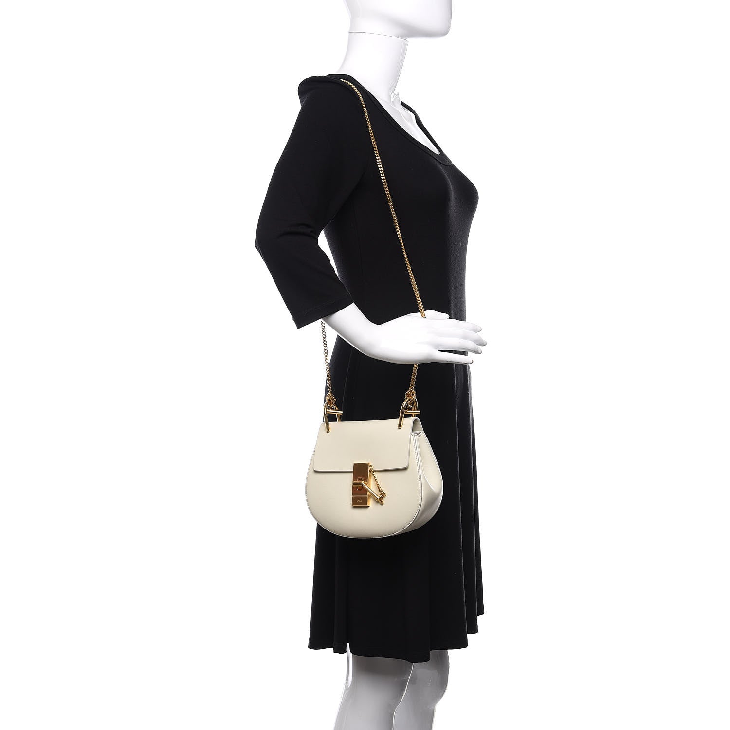 Chloe Calfskin Mini Drew Shoulder Bag White 2 of 9