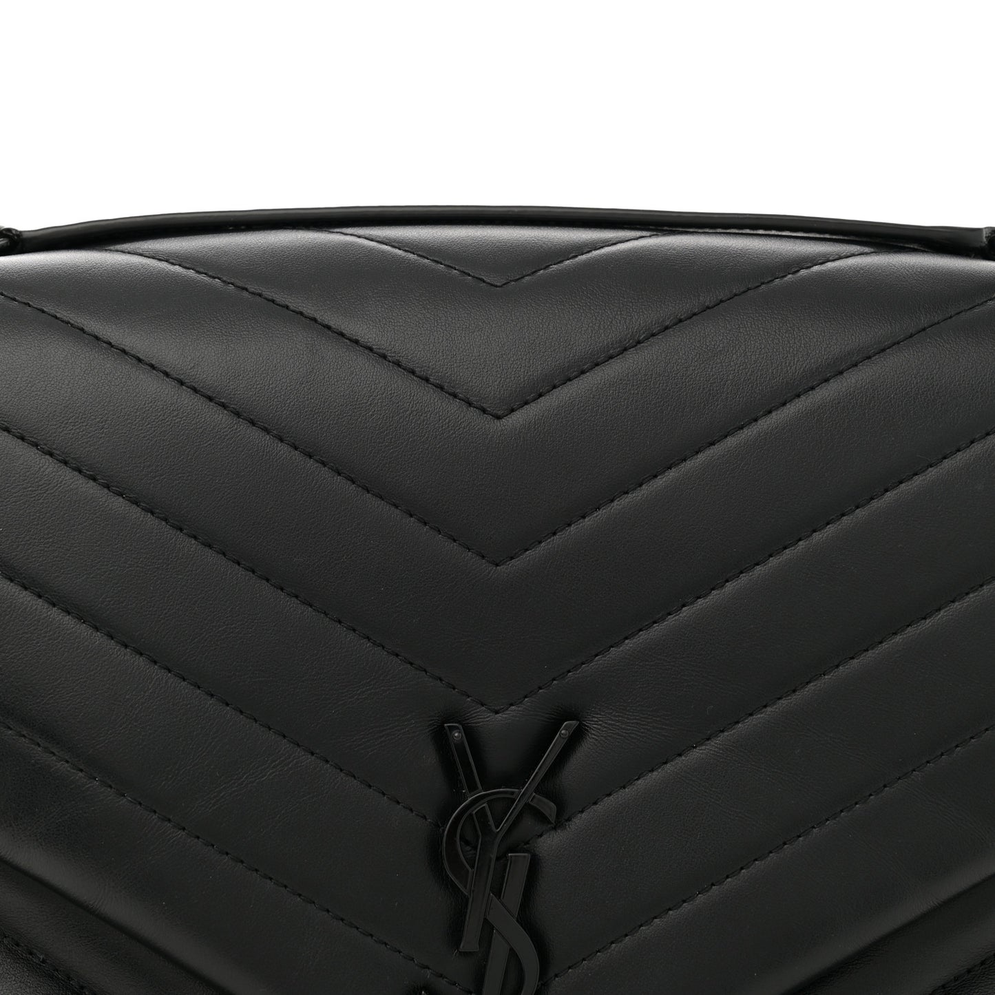 Calfskin Y Quilted Monogram Monochrome Large Loulou Chain Satchel Black