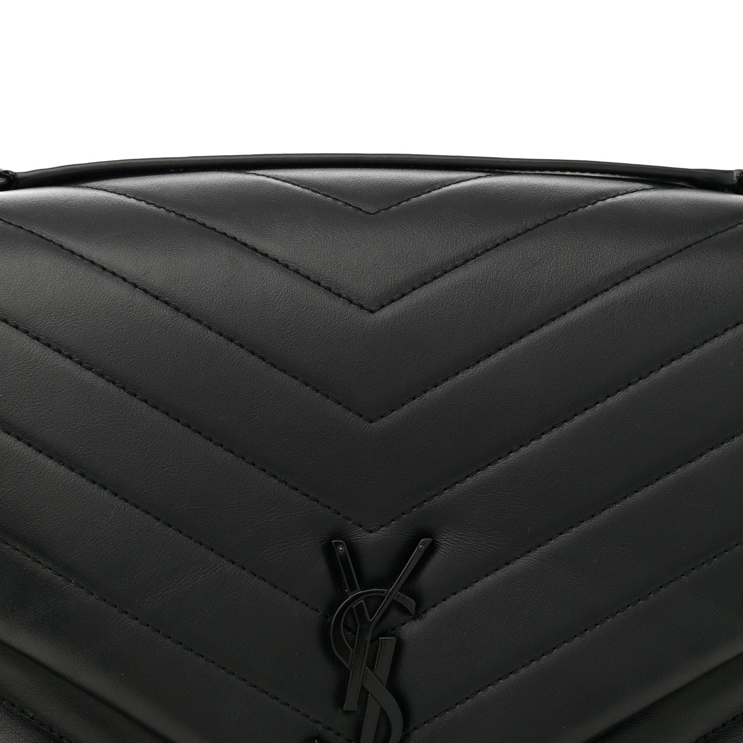 Saint Laurent Calfskin Y Quilted Monogram Monochrome Large Loulou Chain Satchel Black 8 of 13