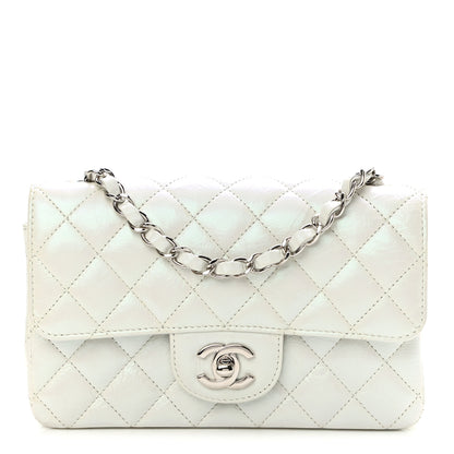 Chanel Iridescent Crumpled Calfskin Quilted Mini Rectangular Flap White 1 of 11