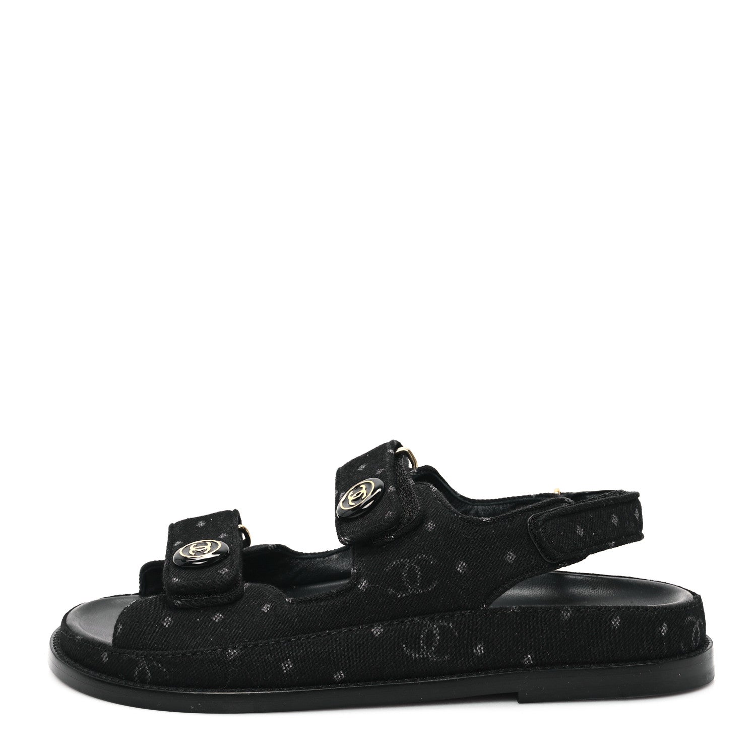 Chanel Denim Printed Dad Sandals 38.5 Black 1 of 11