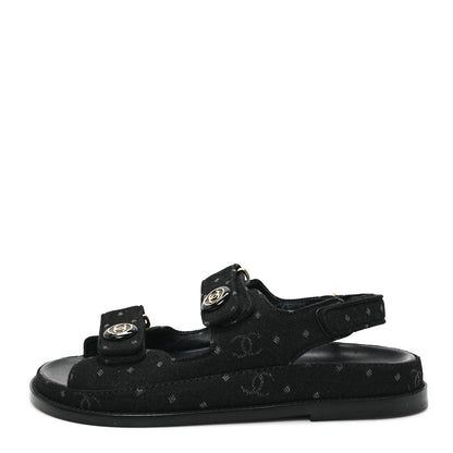 Chanel Denim Printed Dad Sandals 38.5 Black 1 of 11