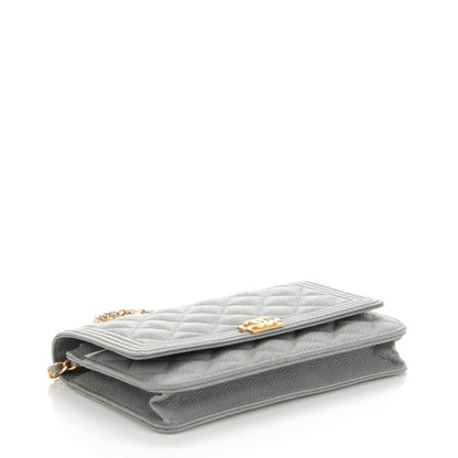 Chanel Caviar Quilted Boy Wallet On Chain WOC Grey 4 of 8