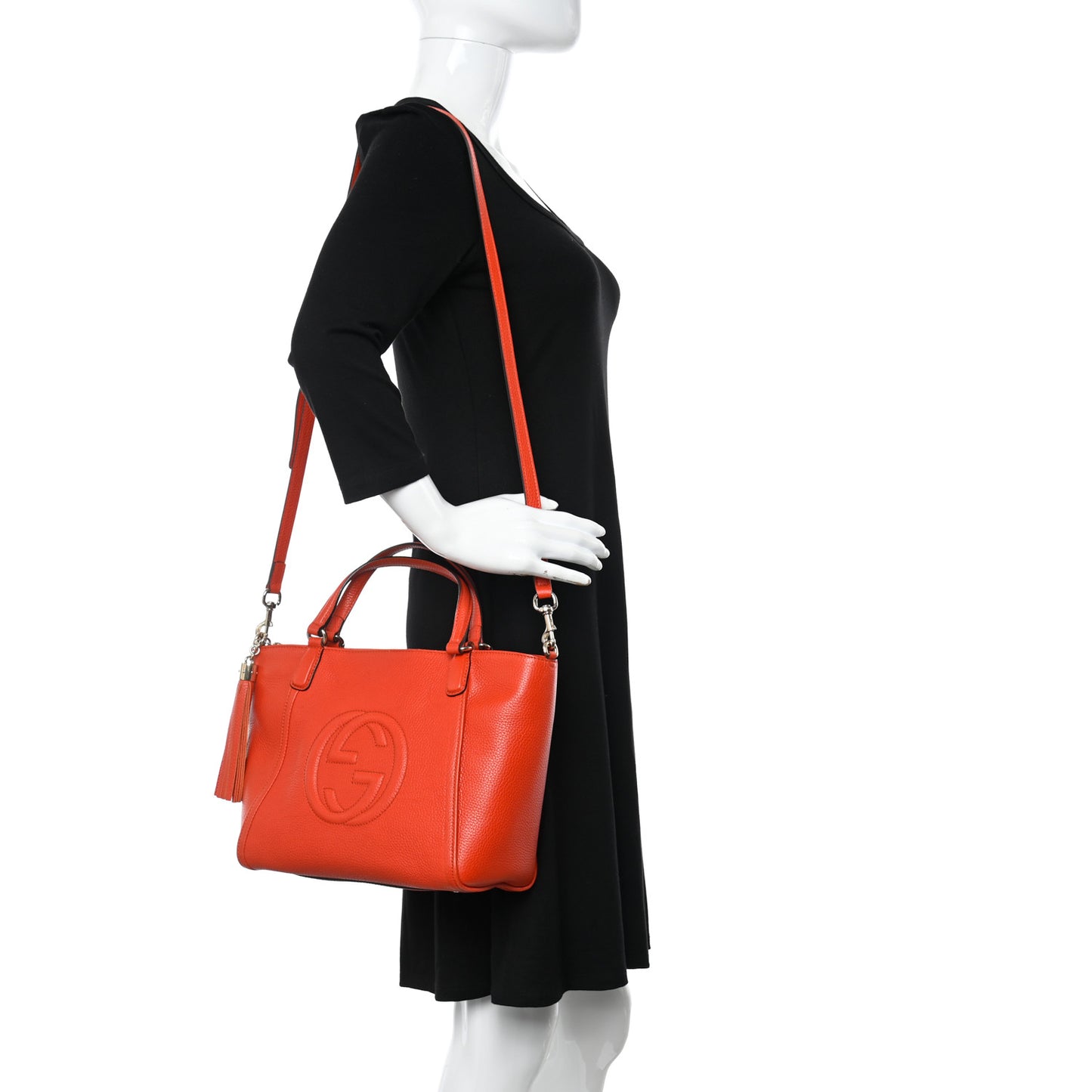 Pebbled Calfskin Small Soho Top Handle Bag Sun Orange
