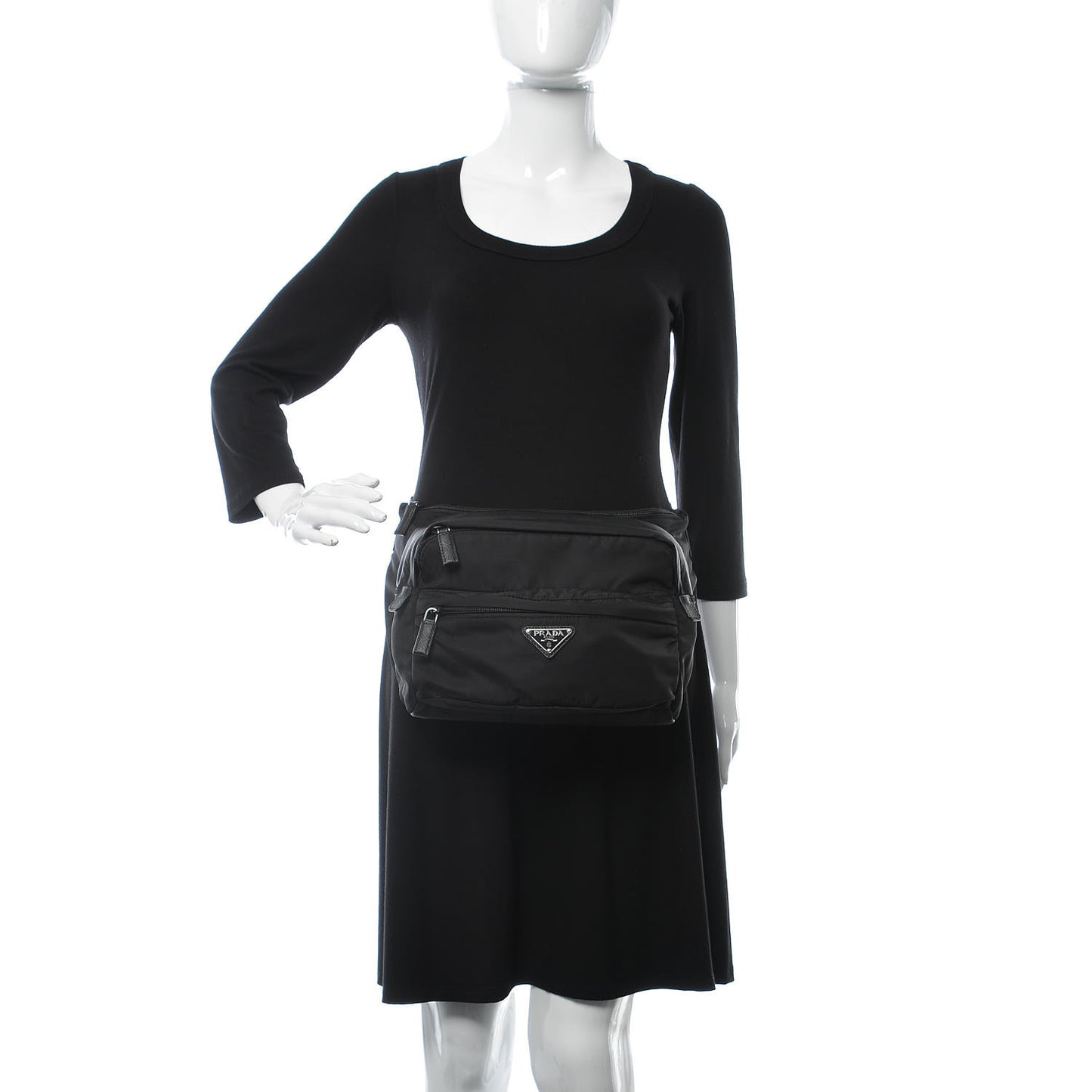 Tessuto Nylon Saffiano Belt Bag Black