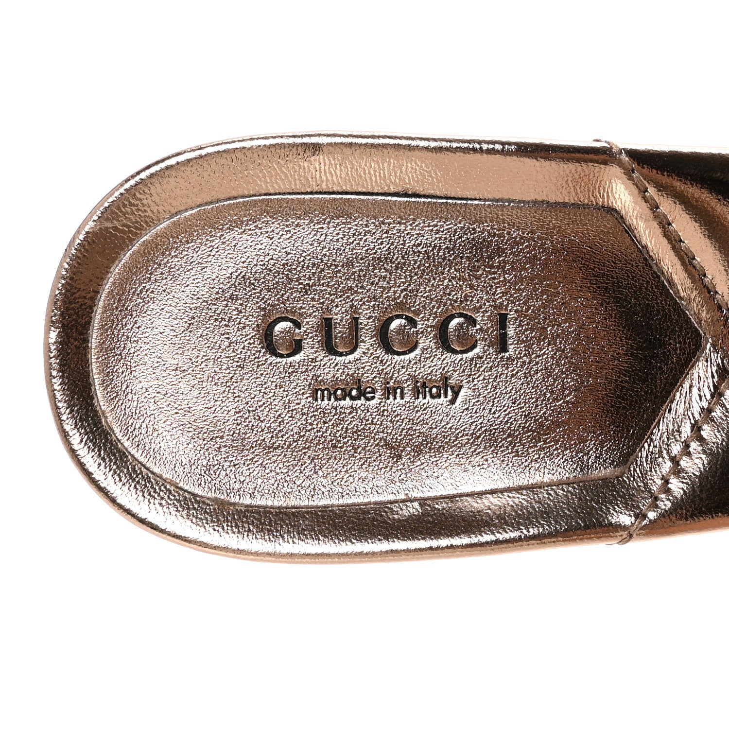 Gucci Metallic Nappa Crystal Double G Mules 37 Rame 7 of 9