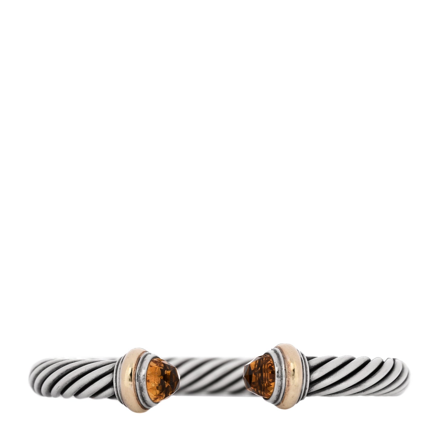 Sterling Silver 14K Yellow Gold Citrine 7mm Cable Classics Bracelet