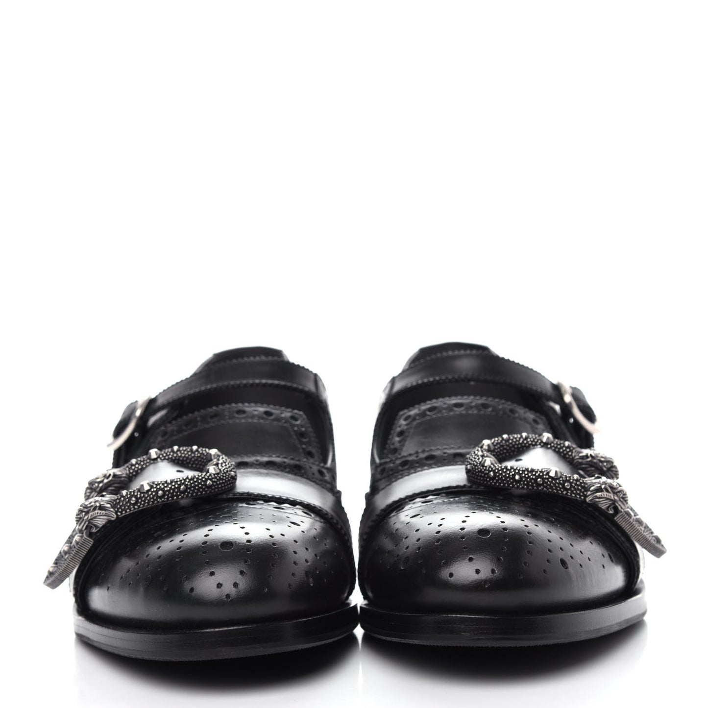 Calfskin Bee Embroidered Mens Queercore Brogue Wingtip Monk Strap Loafers 8 Black