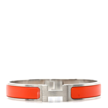 Hermes Matte Enamel Narrow Clic Clac HH Bracelet T6 Orange 1 of 5