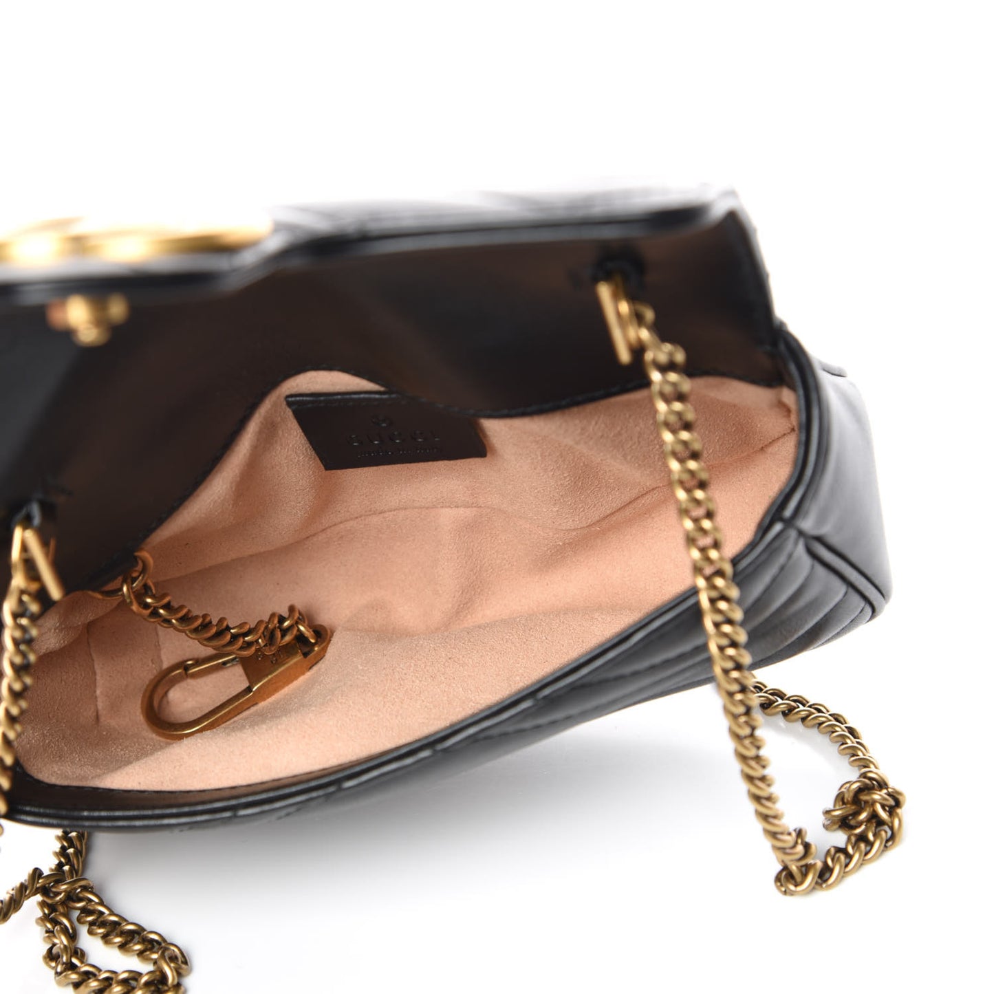 Calfskin Matelasse Super Mini GG Marmont Shoulder Bag Black