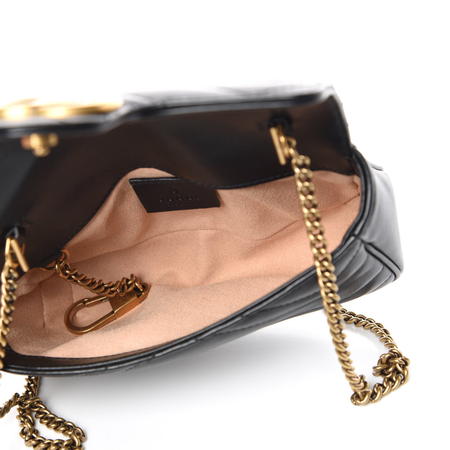Gucci Calfskin Matelasse Super Mini GG Marmont Shoulder Bag Black 5 of 9
