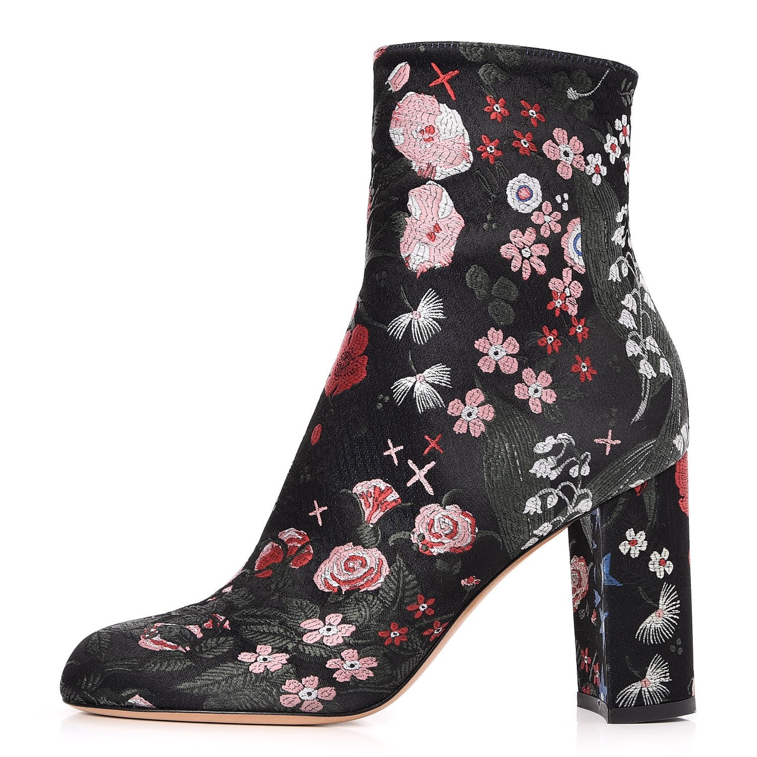 Valentino Garavani Brocade Camugarden Embroidered Short Boots 35 Nero Black 1 of 9